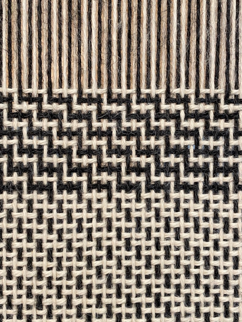 Black and white color and weave on the loom