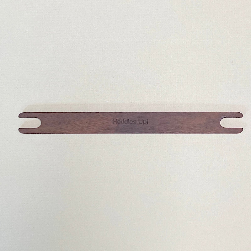 Heddles Up! engraved on walnut